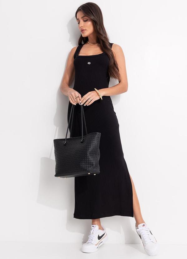 Vestido Canelado Preto