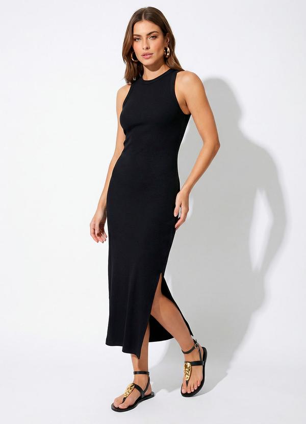 Vestido Canelado Preto