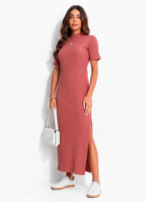 Vestido Canelado Rosa