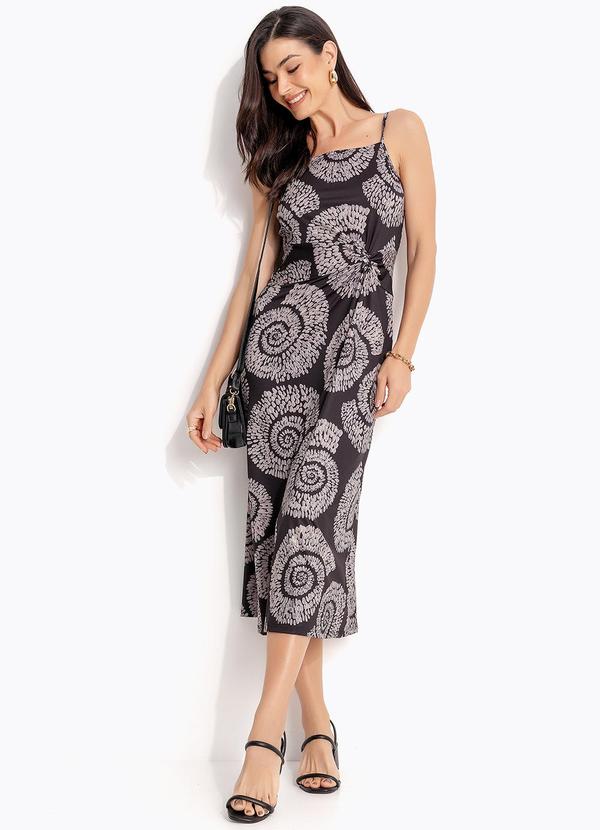 Vista 2 Vestido Caracol Dourado em Malha Fria Quintess Quintess