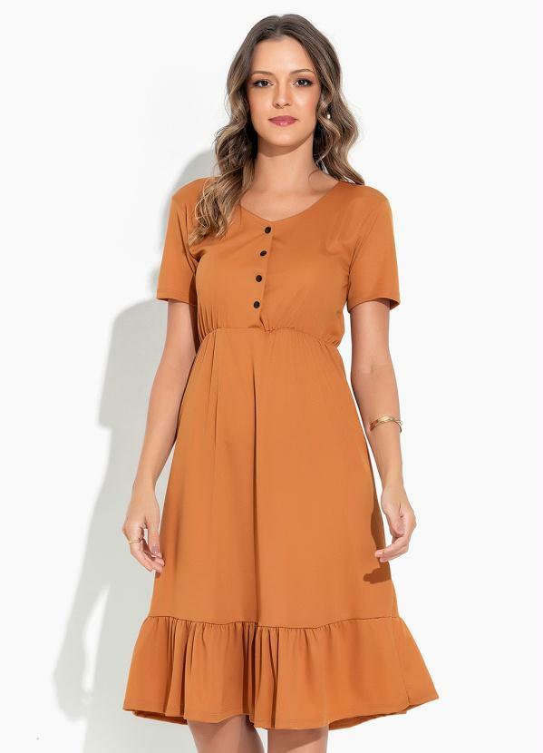 Vestido Caramelo com Babado