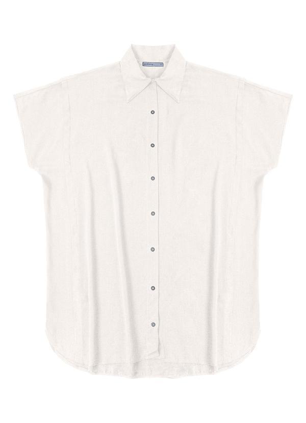 Vestido Chemise Feminino com Gola Bege