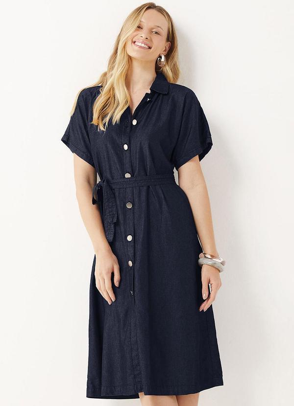Vestido Chemise Feminino Midi Liocel Azul