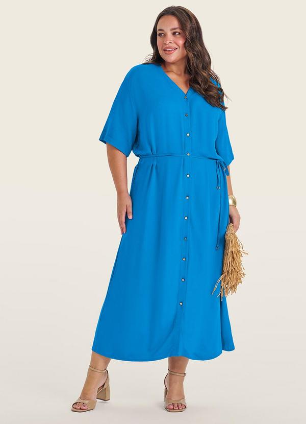 Vestido Chemise Longo Plus Size Azul