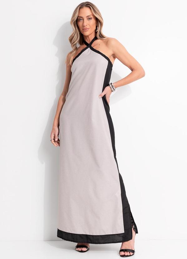 Vestido Cinza Claro em Tricoline Ecológica