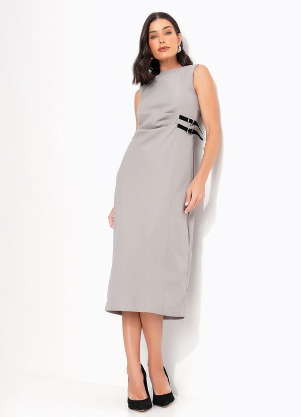 Vestido Cinza em Alfaiataria Sarjada