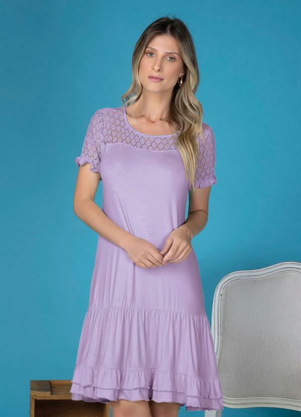 Vestido com Babadinhos e Renda Lilás