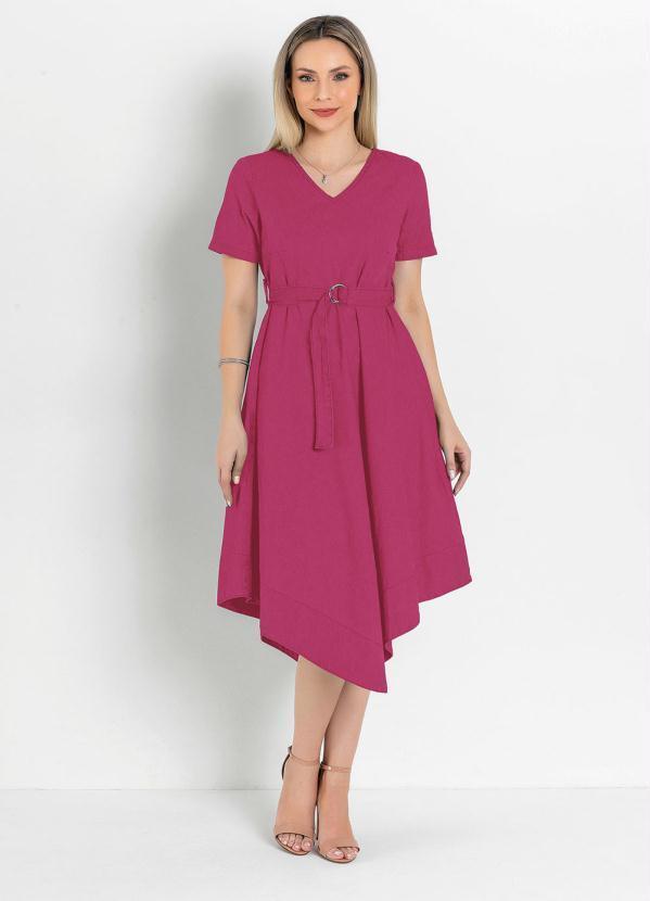 Vestido com Cinto Jeans Pink