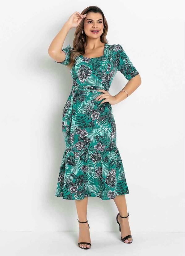 Vista 2 Vestido com Faixa Folhagem Verde Rosalie Rosalie