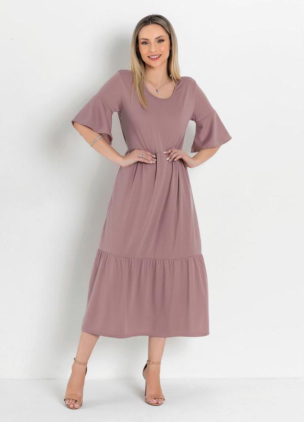 Vestido com Franzido Nude