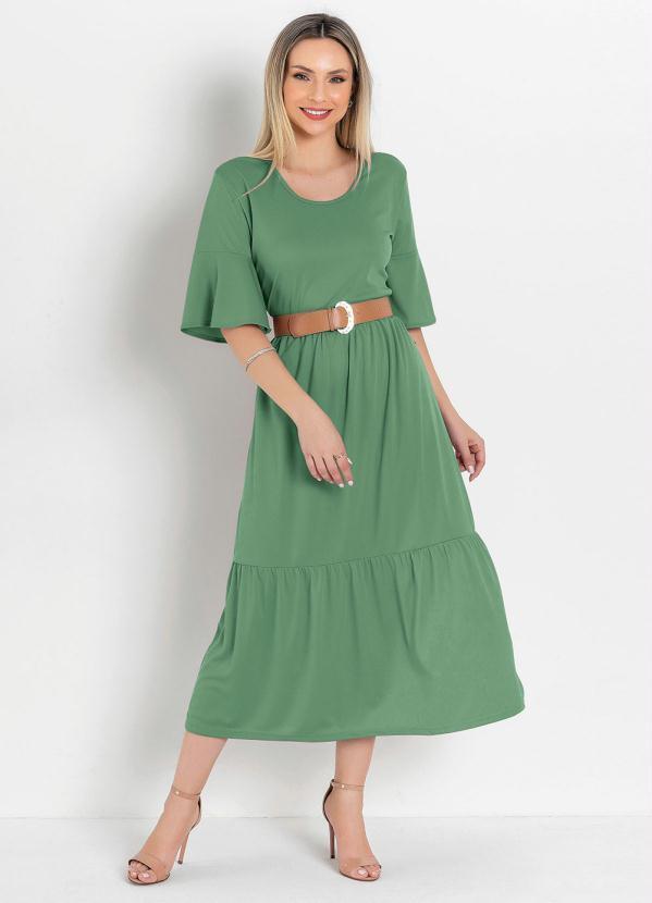 Vista 2 Vestido com Franzido Verde Rosalie Rosalie