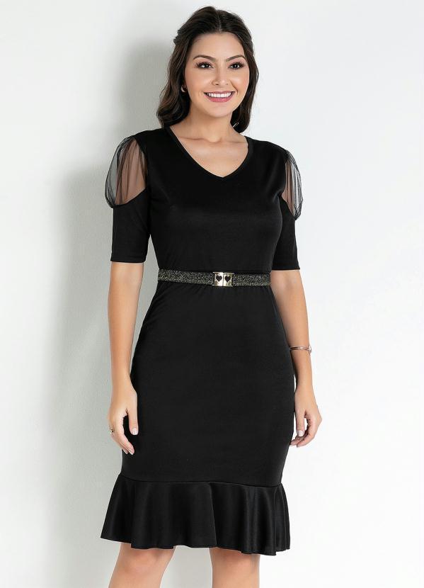 Vista 2 Vestido com Transparência Preto Rosalie Rosalie