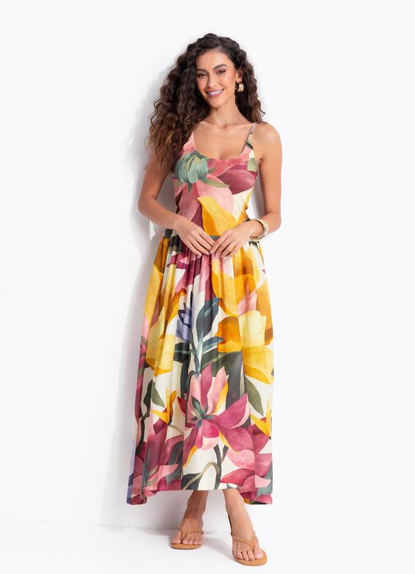 Vestido Cropped Chita Pintada Amarelo