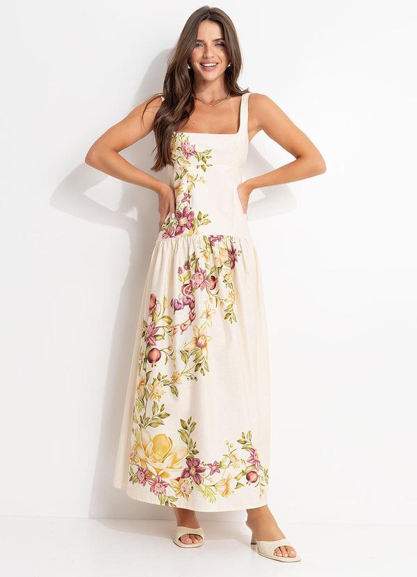 Vestido Cropped Flor de Roma Bege