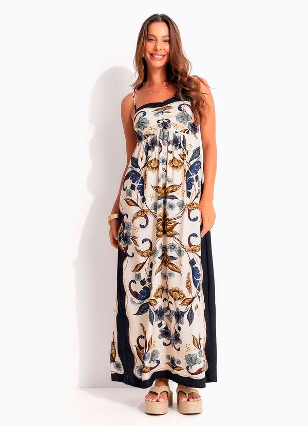 Vestido Cropped Floral Bege Bege