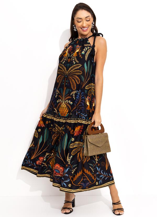 Vista 2 Vestido Cropped Jardim Classico Preto FARM FARM