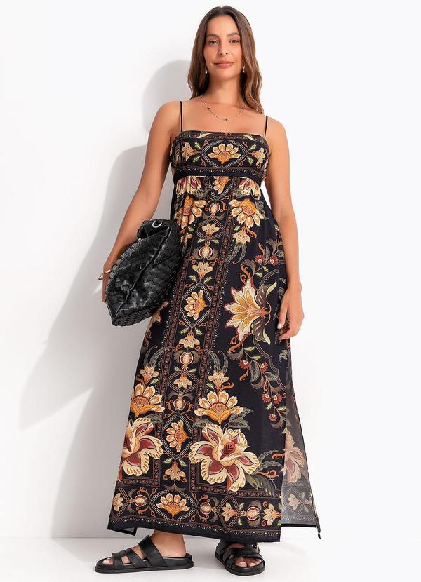 Vestido Cropped Jardim Majestoso Preto