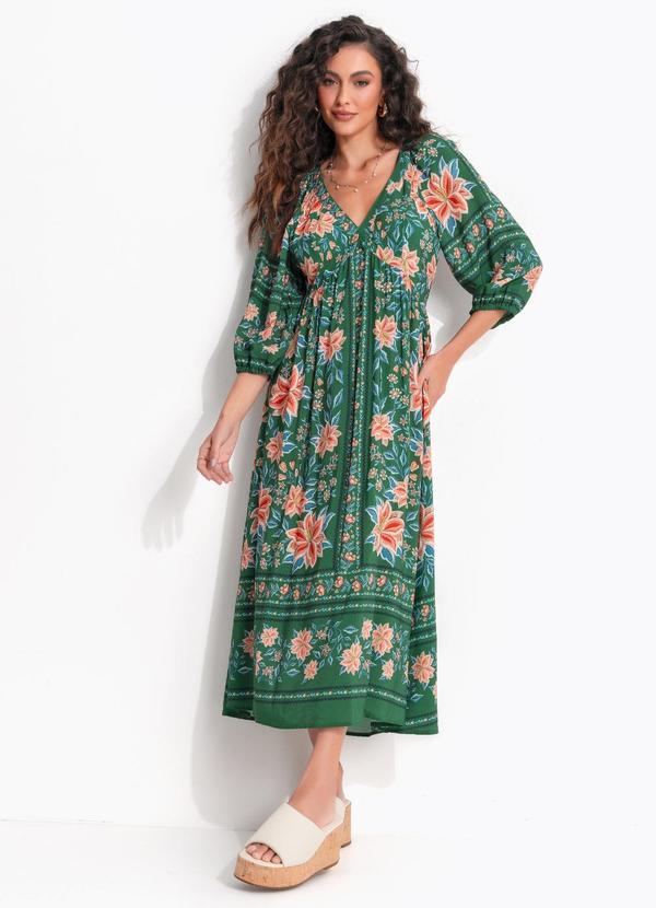 Vestido Cropped Jardm de Azaleias Verde