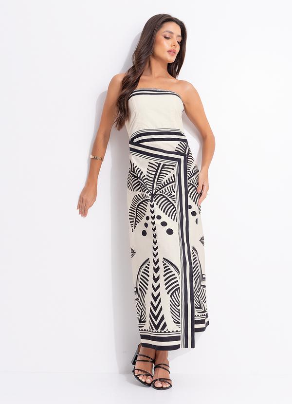 Vestido Cropped Listra Tropical Bege