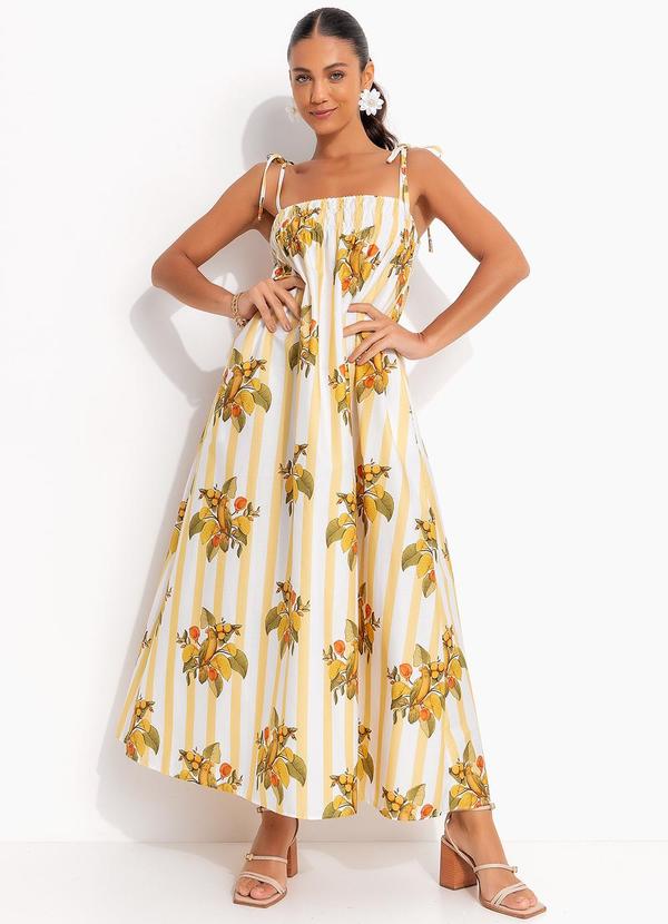 Vestido Cropped Pássaro Chic Amarelo