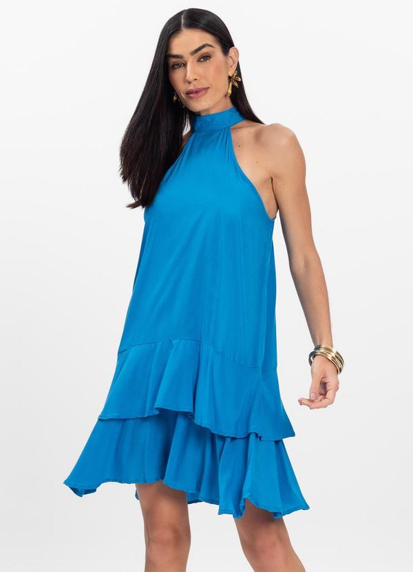 Vestido Curto Feminino em Viscose Style Box Azul