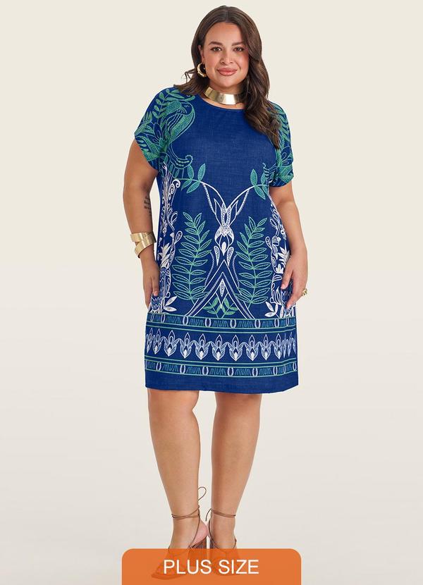Vestido Curto Plus Size Azul