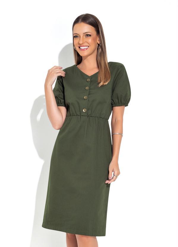 Vestido em Sarja Verde Militar