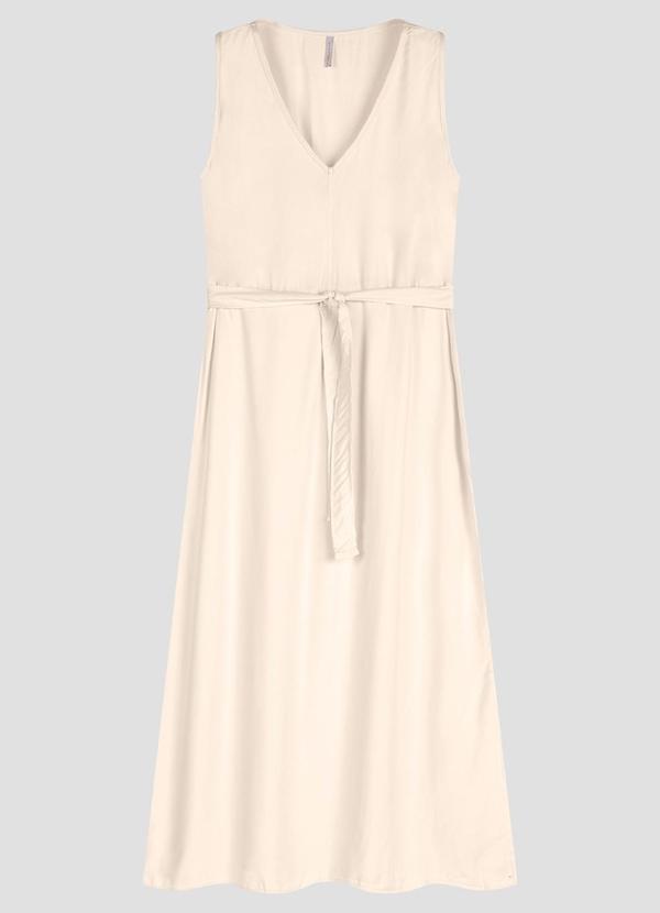 Vestido em Tecido Plano Viscose Twill Bege