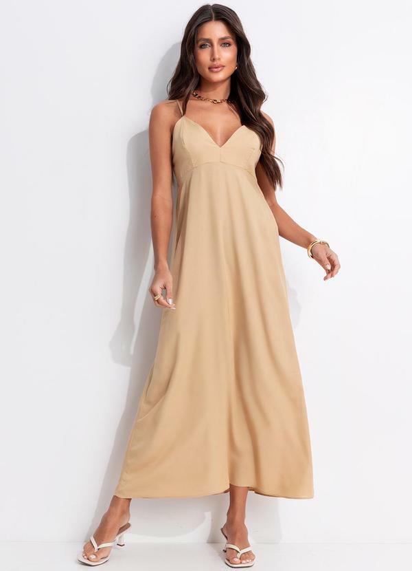 Vestido em Viscose Bege