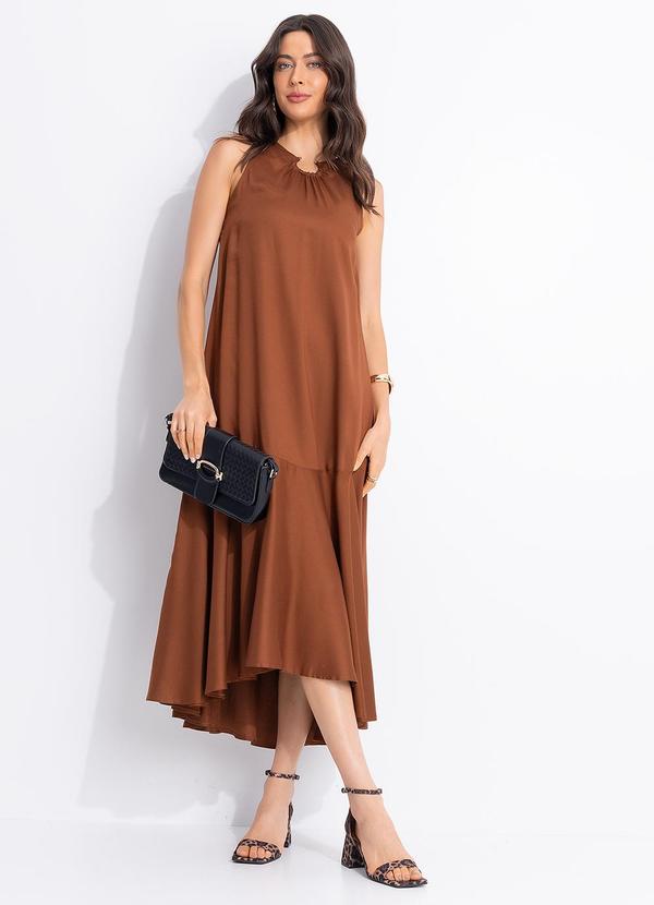 Vestido em Viscose Marrom