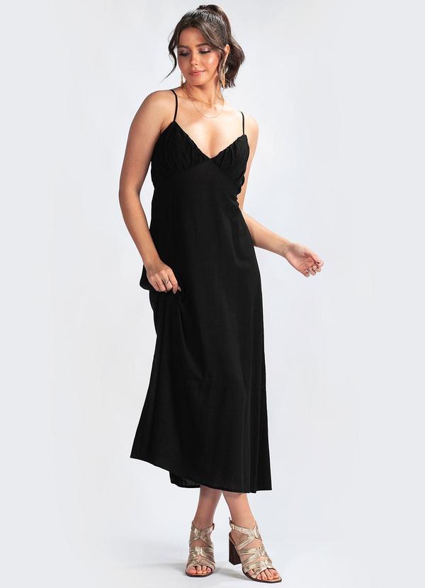 Vista 2 Vestido em Viscose Preto Maria Filó Maria Filó
