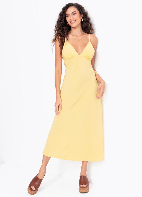Vestido Enviesado Midi Amarelo