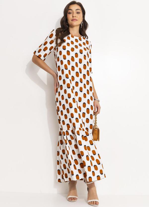 Vestido Estampado Bege