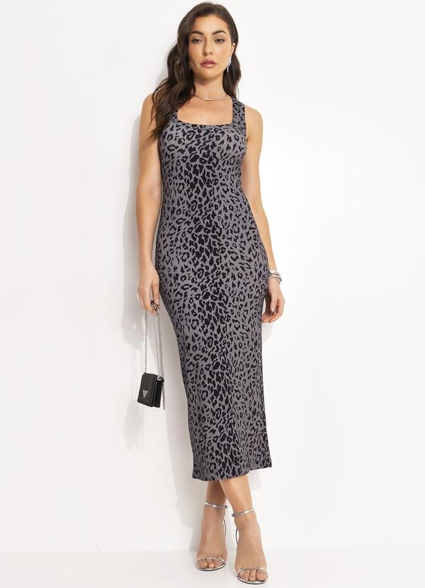Vestido Estampado Cinza