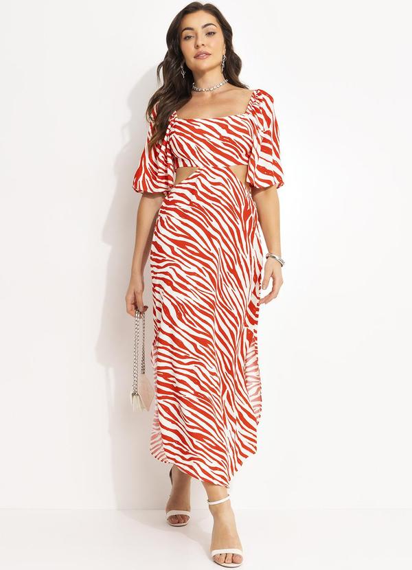 Vestido Estampado Vermelho
