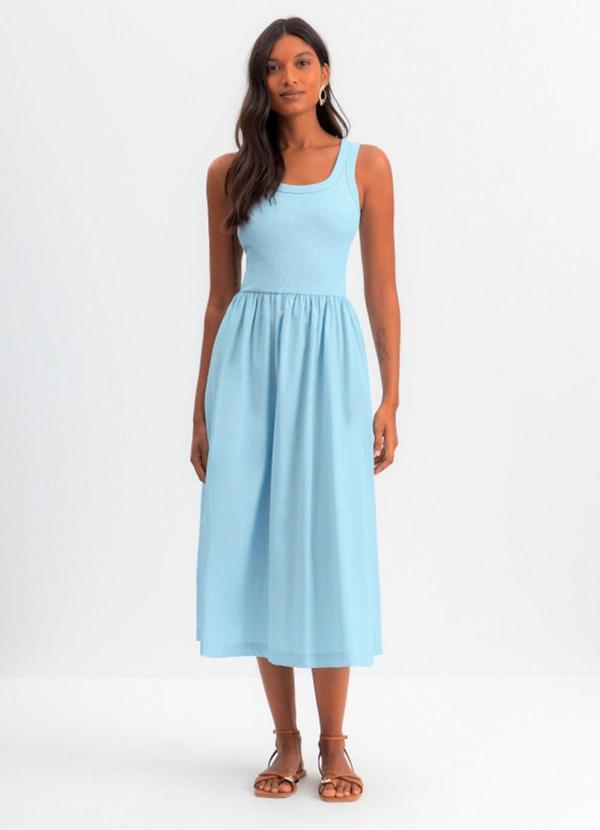 Vestido Feminino Canelado Azul