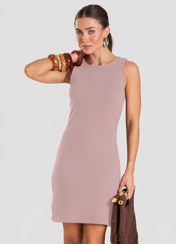 Vestido Feminino Canelado Rosa