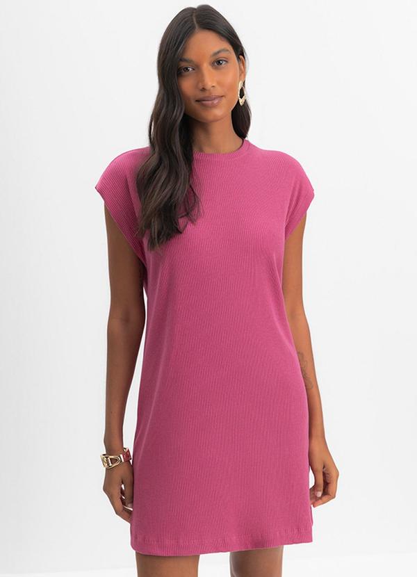 Vestido Feminino Curto Canelado Rosa