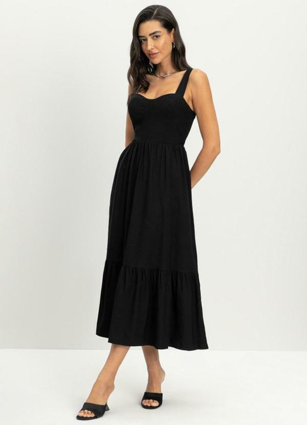 Vista 2 Vestido Feminino em Alfaiataria Preto Essendi Essendi