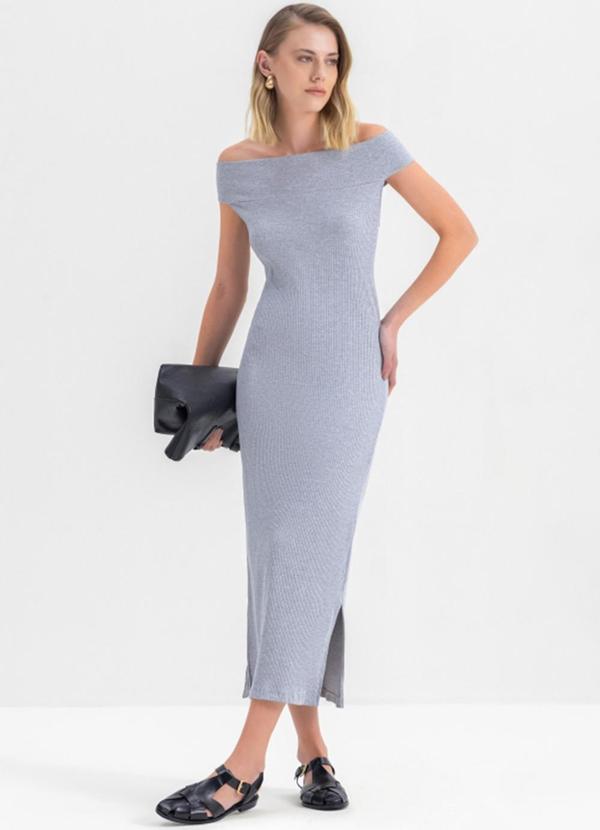 Vista 2 Vestido Feminino em Ribana Cinza Essendi Essendi