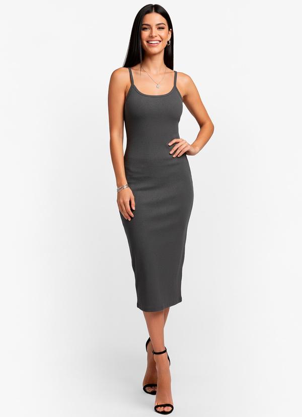 Vista 2 Vestido Feminino em Ribana Cinza Essendi Essendi