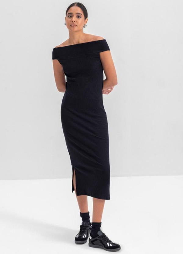 Vista 2 Vestido Feminino em Ribana Preto Essendi Essendi