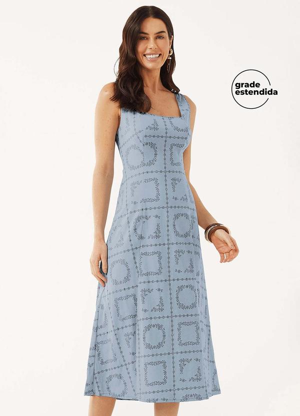 Vestido Feminino Floral Devorê Azul