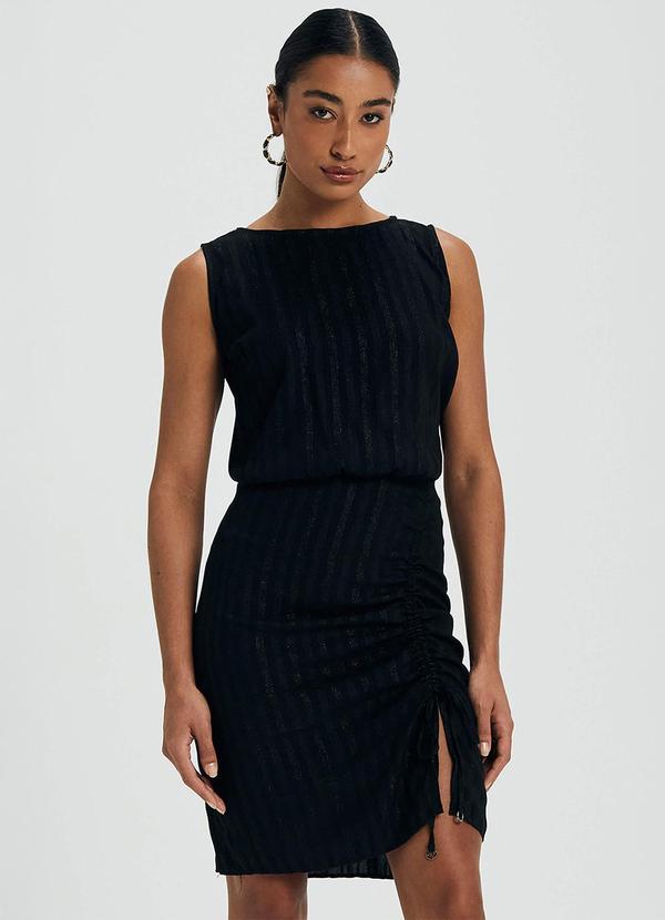 Vestido Feminino Lurex com Franzido Preto