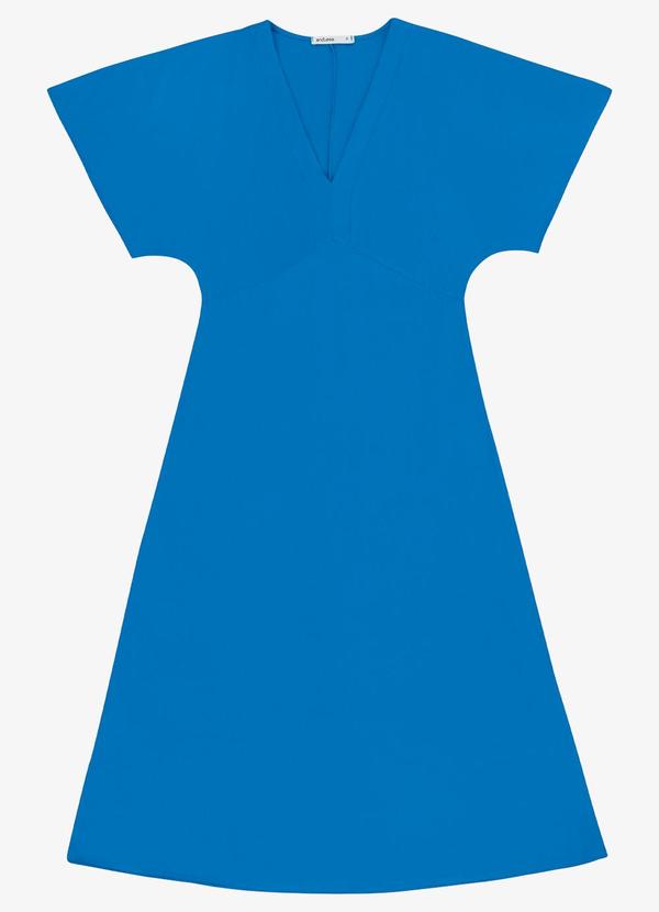 Vestido Feminino Midi Decote em V Azul