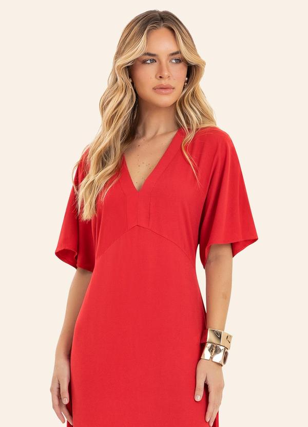 Vestido Feminino Midi Decote em V Laranja