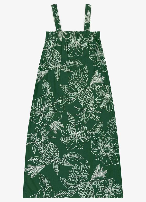Vestido Feminino Midi Decote Quadrado Verde