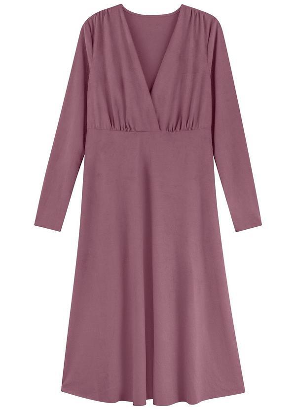 Vestido Feminino Midi Elegante Suede Roxo