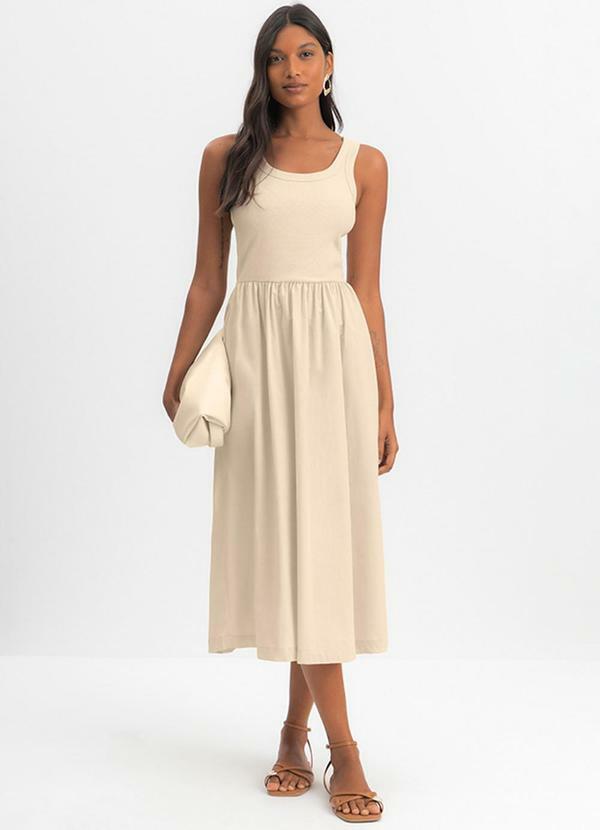 Vestido Feminino Midi em Ribana Natural