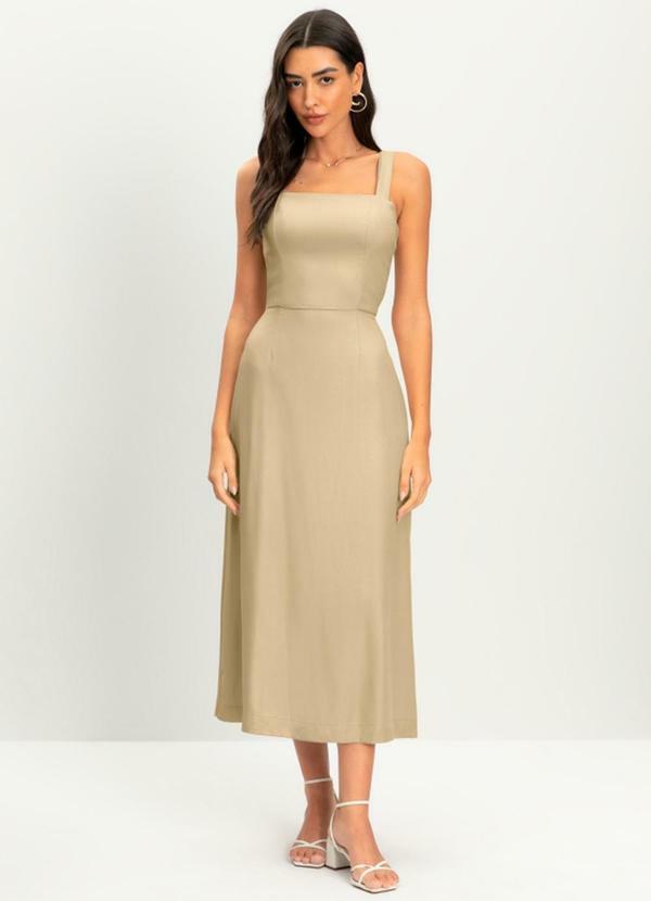 Vestido Feminino Midi em Viscose Marrom